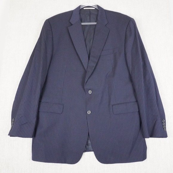 Burberry Other - Burberry Pinstripe 100% Wool Blazer Jacket Sports Coat Dark Navy Men's Sz 46L